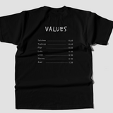 T-shirt 'VALUES'